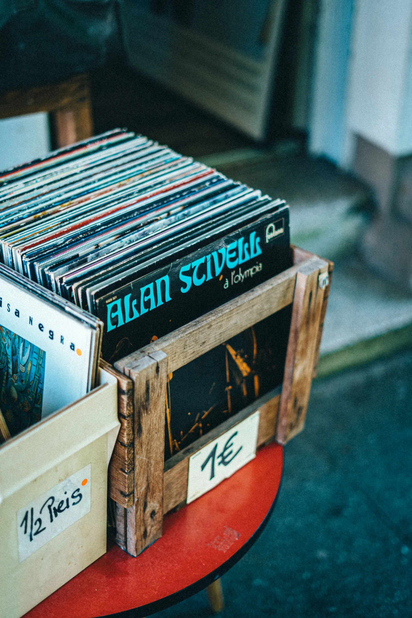 Boxes of records and CDs ready to post